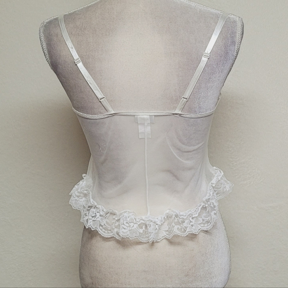 Frederick's Of Hollywood Vintage White Lace Teal Satin Lace-up Corset Lingerie S - Picture 8 of 12